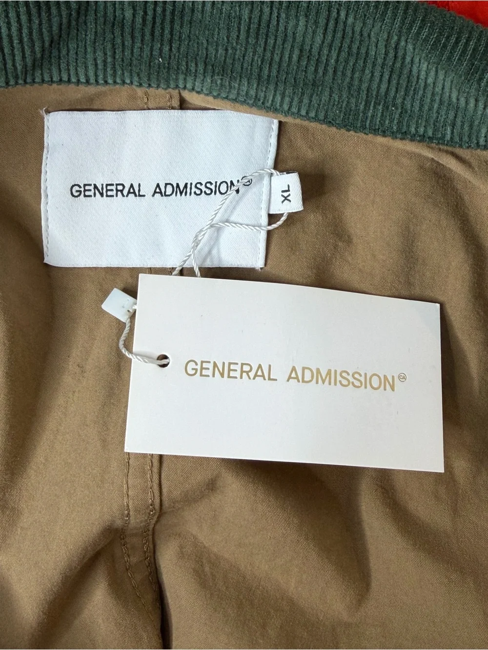 General Admission Hunting Jacket Khaki Size XL NWT